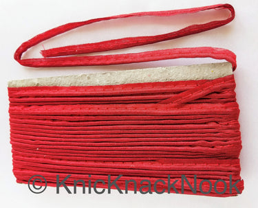 2mm Flanged Insertion Piping on 9mm Band, Deep Red Art Silk Fabric Trim